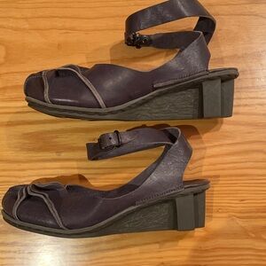 Trippen Charcoal Gray Ankle Wrap Sandals